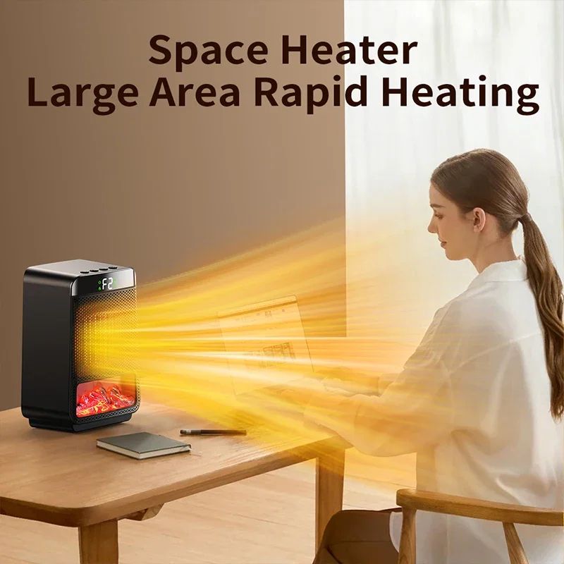 3D Flame Electric Fireplace Heater Silent EnergySaving Space Heater For Home Office 3