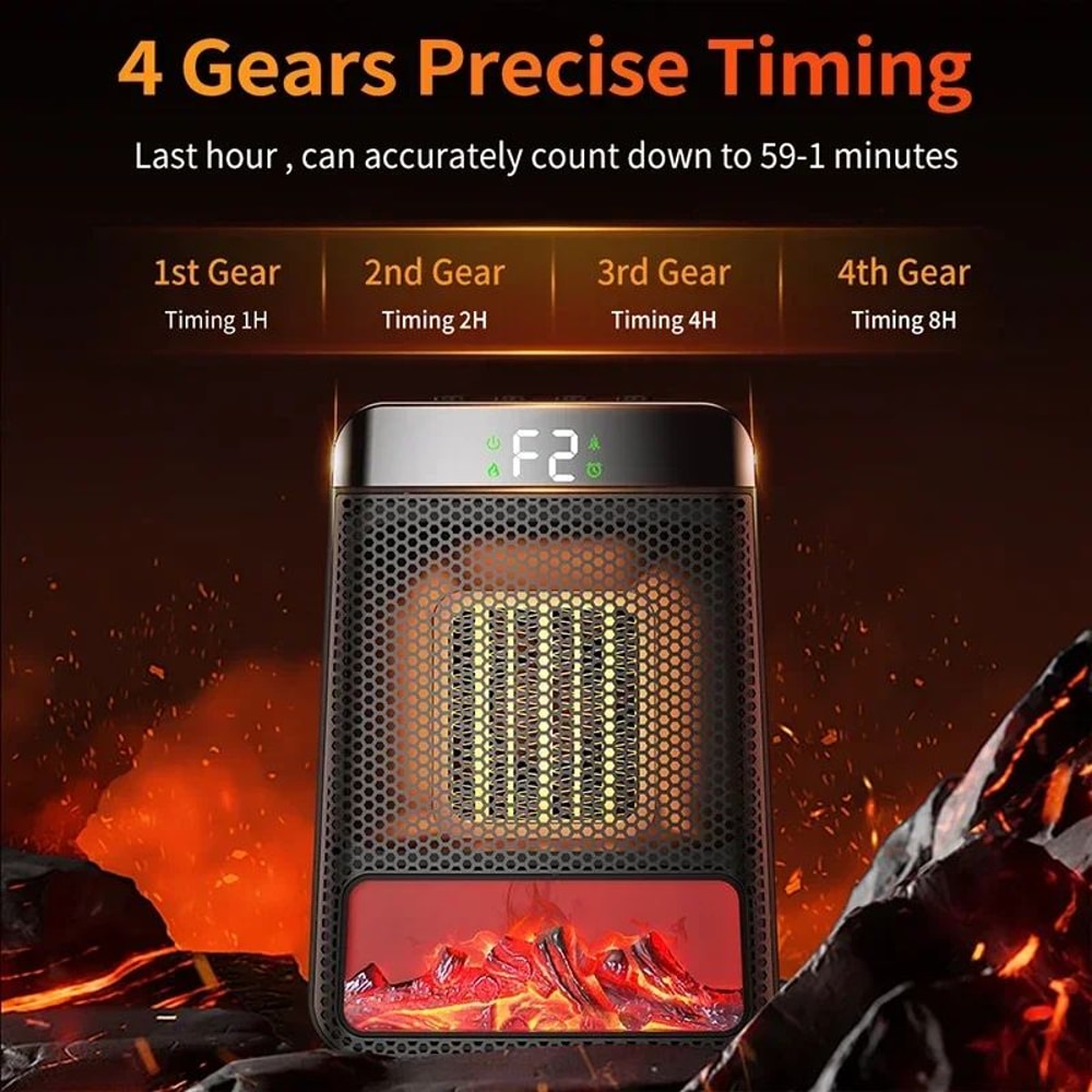 3D Flame Electric Fireplace Heater Silent EnergySaving Space Heater For Home Office 4