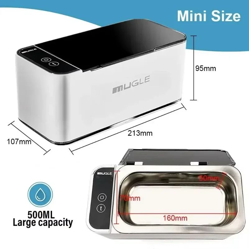 500ml Ultrasonic Cleaner 50W For Glasses Jewelry Dentures DeepClean Home Ultrasonic Cleaning Mach 4