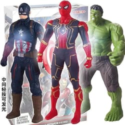 marvel superhero pvc action figure with movable joints & luminous chest (spider-man, hulk, iron man)