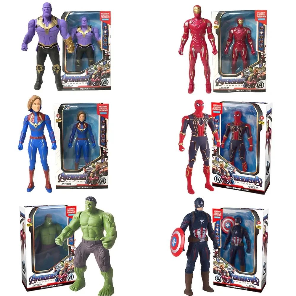 Marvel Superhero PVC Action Figure With Movable Joints Luminous Chest SpiderMan Hulk Iron Man 2