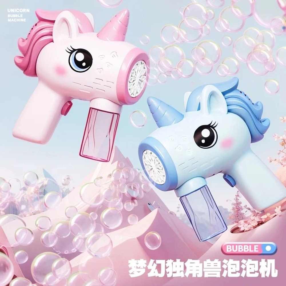 Magical Unicorn Electric Bubble Gun With Lights Automatic Bubble Blower Toy For Kids 1
