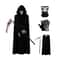 Grim Reaper Costume Set With Hooded Black Cloak Skeleton Prop Halloween Cosplay For Kids Adults 0
