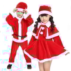 kids santa costume set – classic red childrens christmas costume for boys & girls