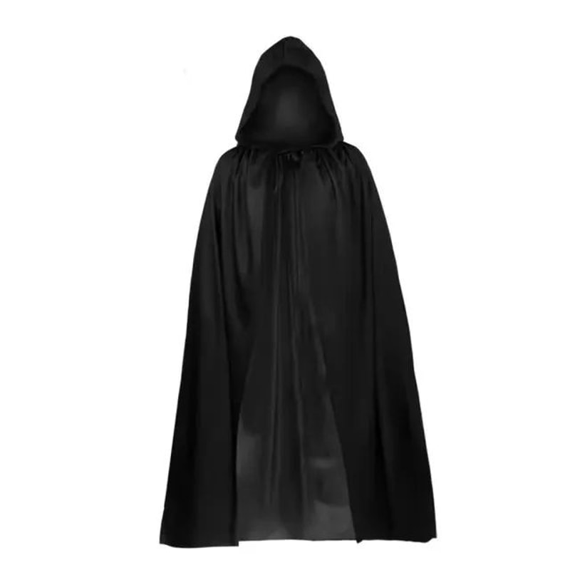 Grim Reaper Costume Set With Hooded Halloween Black Cloak Skull Mask Props Kids Adults 5