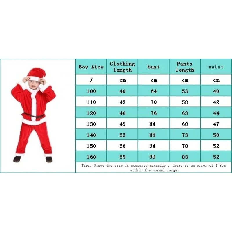 Kids Christmas Santa Costume Classic Red Holiday RolePlay Outfit For Boys Girls 7