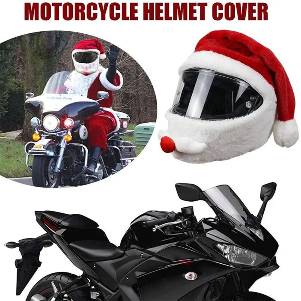 Festive Santa Claus Motorcycle Helmet Cover For Bikes Scooters 2