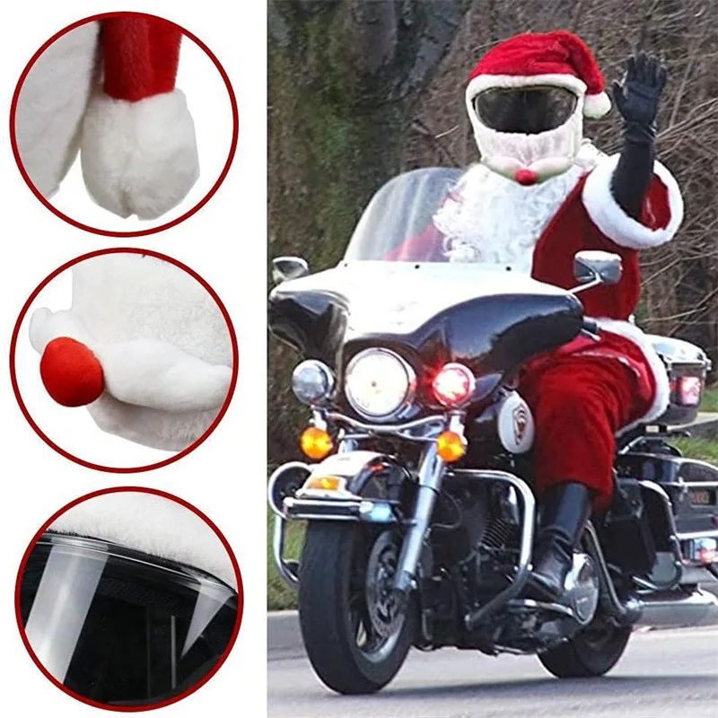 Festive Santa Claus Motorcycle Helmet Cover For Bikes Scooters 3