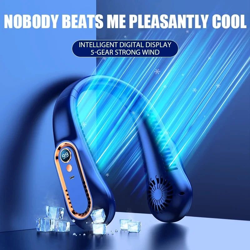 UltraCool Pro Neck Bladeless Fan With Digital Display Portable Silent USB Rechargeable Personal Fa 0
