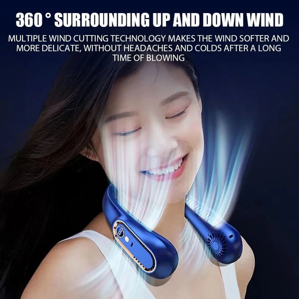 UltraCool Pro Neck Bladeless Fan With Digital Display Portable Silent USB Rechargeable Personal Fa 2