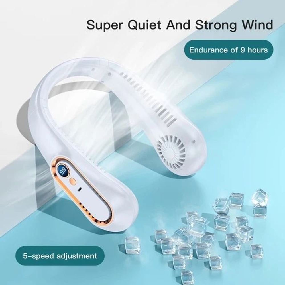 UltraCool Pro Neck Bladeless Fan With Digital Display Portable Silent USB Rechargeable Personal Fa 10