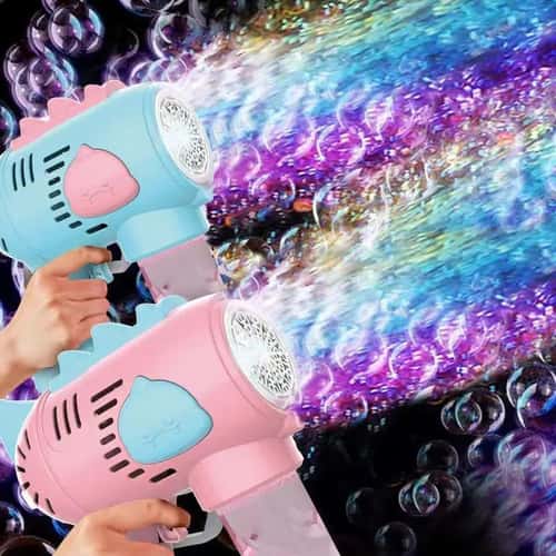 Dinosaur Bubble Machine with LED Lights – Automatic Bubble Gun for Kids Outdoor Play