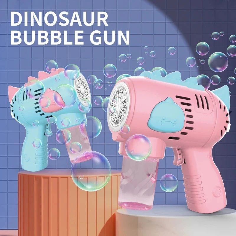 Dinosaur Bubble Machine With LED Lights Automatic Bubble Gun For Kids Outdoor Play 1