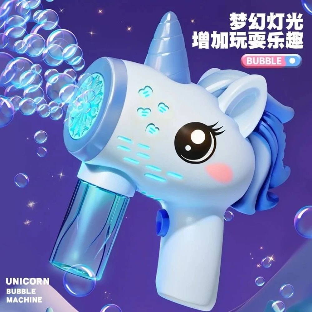 Unicorn Electric Bubble Gun With Lights Automatic Bubble Machine For Kids Outdoor Parties 3