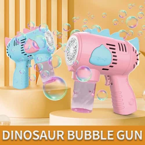 Dinosaur Bubble Gun Automatic Bubble Machine with Lights - Light Up Bubble Blower for Kids Outdoor Fun