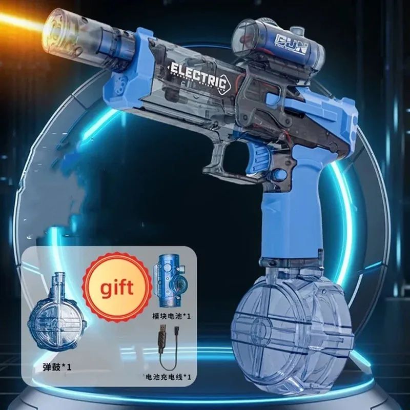 Electric Water Gun With LED Light Rechargeable Automatic Water Blaster HighPressure Continuous Spr 0