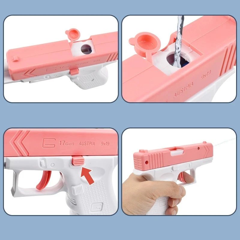 Summer Revolver Mechanical Water Gun Toy Kids Water Blaster For Beach Outdoor Play 3