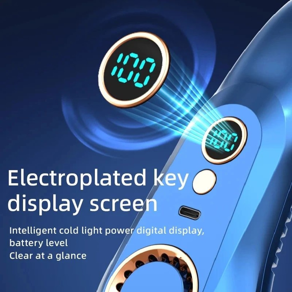 Bladeless Portable Neck Fan With Digital Display USB Rechargeable HandsFree Neckband Cooler 2