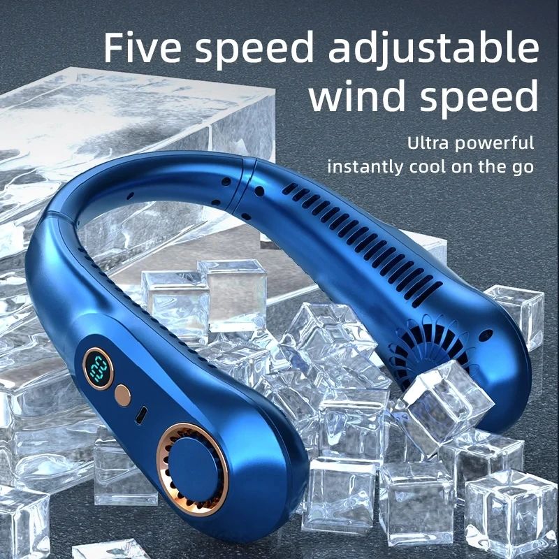 Bladeless Portable Neck Fan With Digital Display USB Rechargeable HandsFree Neckband Cooler 3