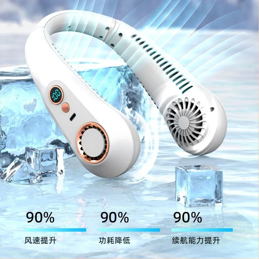Bladeless Portable Neck Fan With Digital Display USB Rechargeable HandsFree Neckband Cooler 5