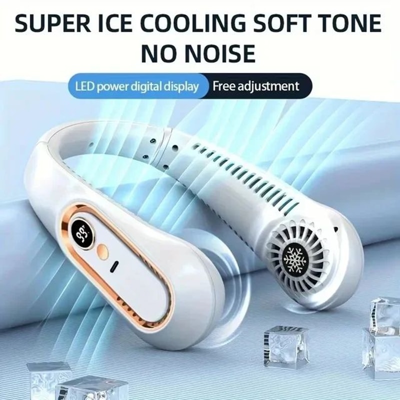 Bladeless Portable Neck Fan With Digital Display USB Rechargeable HandsFree Neckband Cooler 6