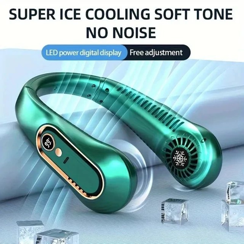 Bladeless Portable Neck Fan With Digital Display USB Rechargeable HandsFree Neckband Cooler 8