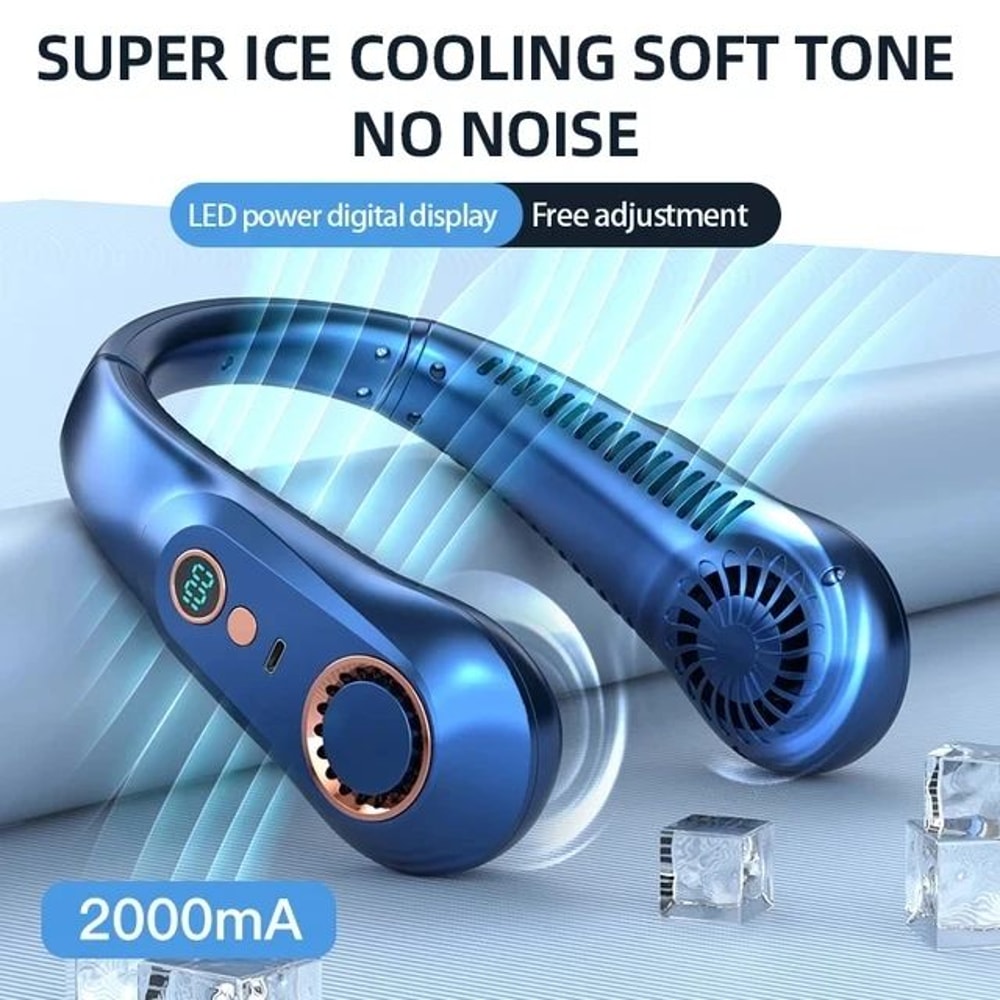 Portable Neck Fan With LED Display 5Speed Bladeless Personal Cooling Fan Rechargeable HandsFree 6