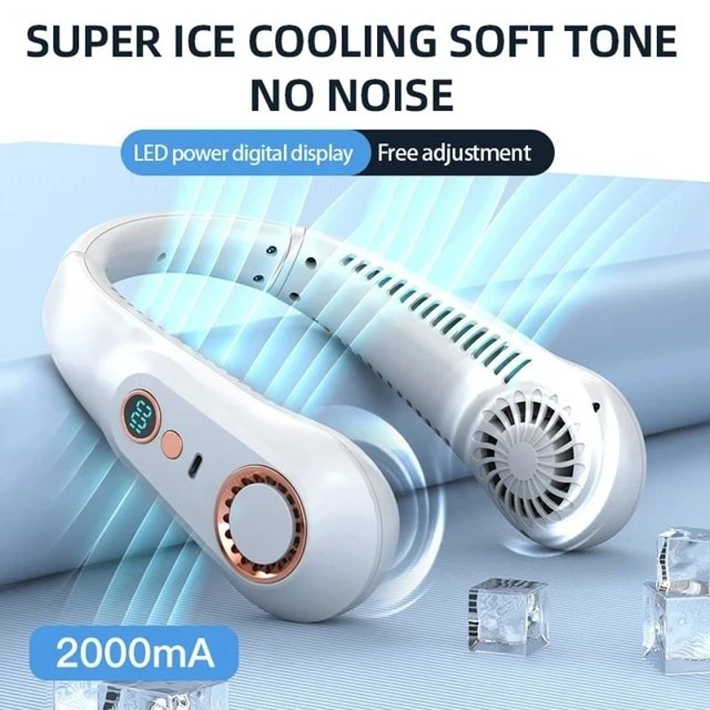 Portable Neck Fan With LED Display 5Speed Bladeless Personal Cooling Fan Rechargeable HandsFree 7