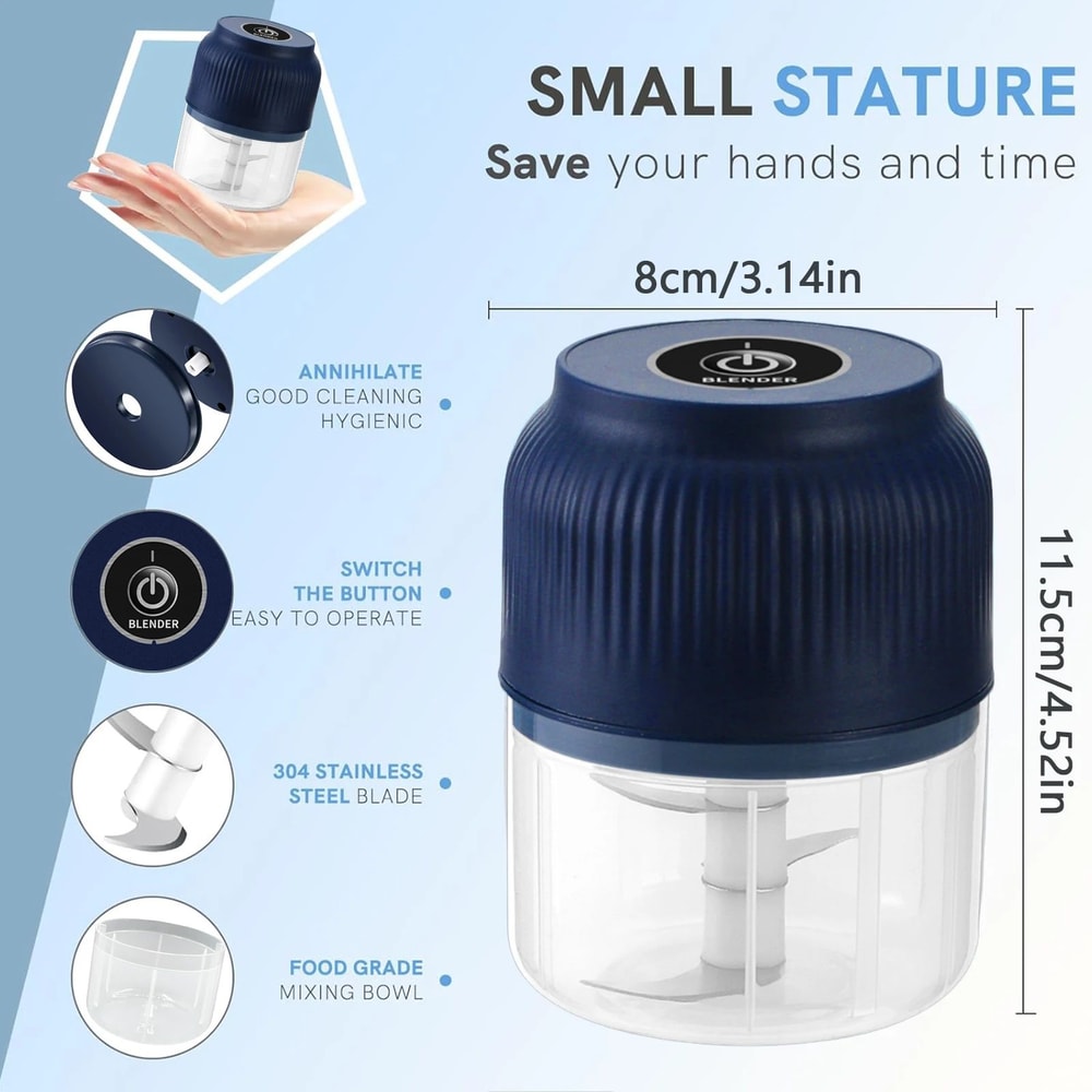 250ml Wireless Electric Garlic Chopper USB Rechargeable Mini Food Processor For Fast Prep 1