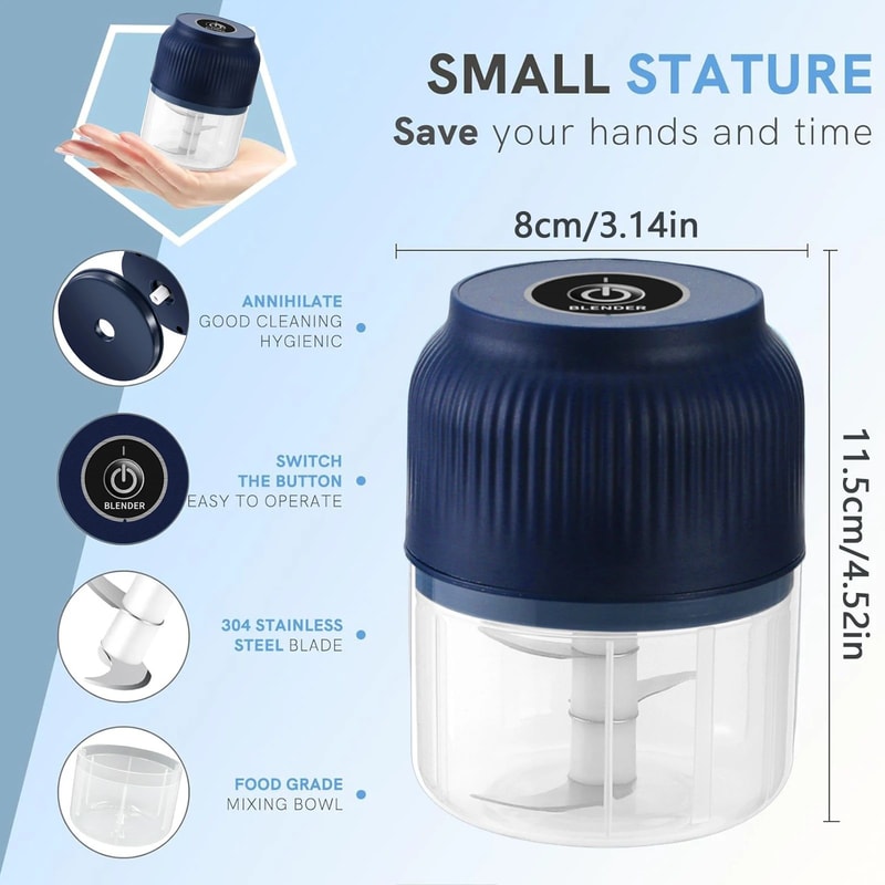 250ml Wireless Electric Garlic Chopper USB Rechargeable Mini Food Processor For Fast Prep 1