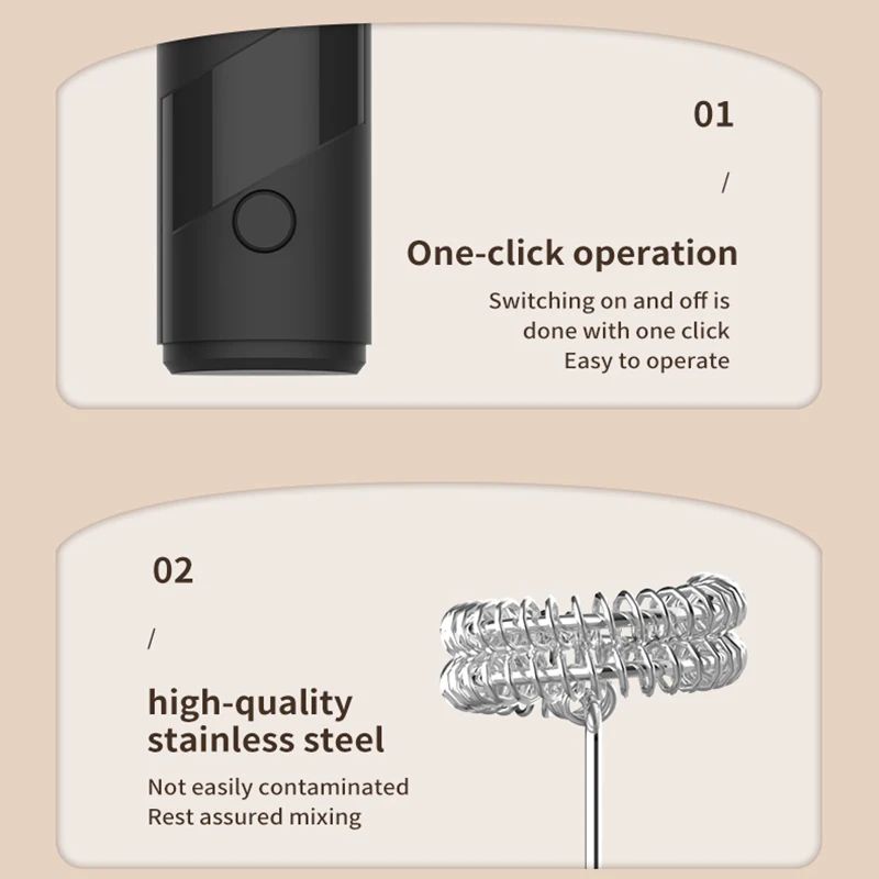 ONEKA Handheld Milk Frother Wand Fast Coffee Foam Maker Electric Whisk For Lattes Matcha Hot Choc 5