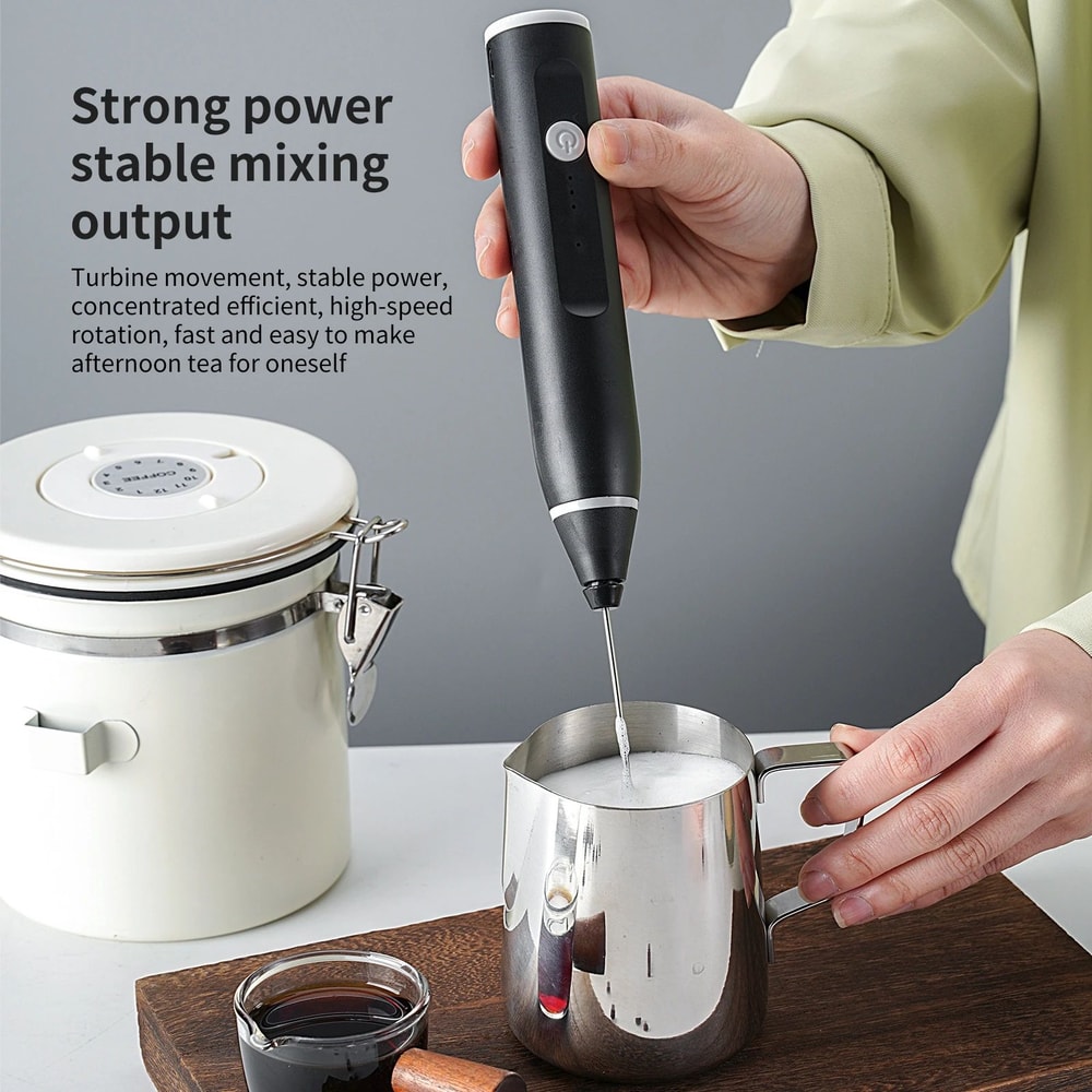 Rechargeable Handheld Milk Frother Wand 3Speed Electric Frother Wand For Latte Foam Drinks 2
