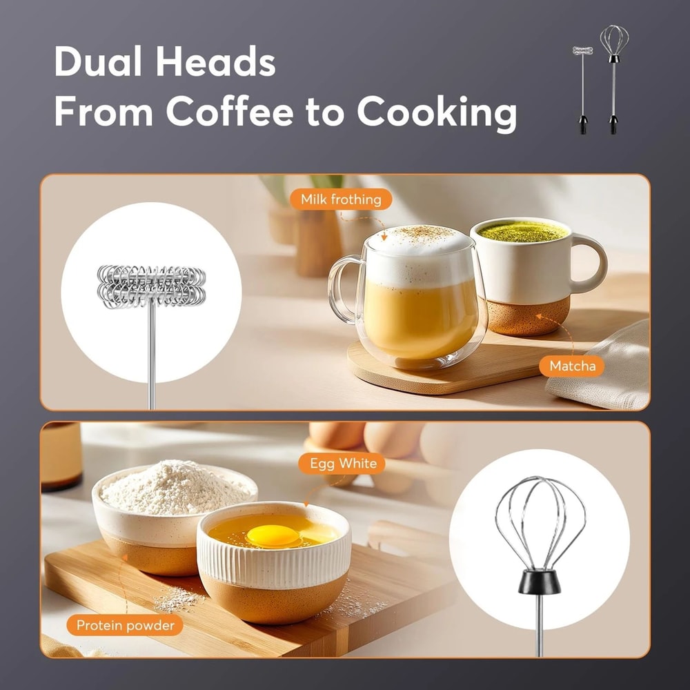 Rechargeable Handheld Milk Frother Wand 3Speed Coffee Frother For Latte Foam And Drink Mixing 2