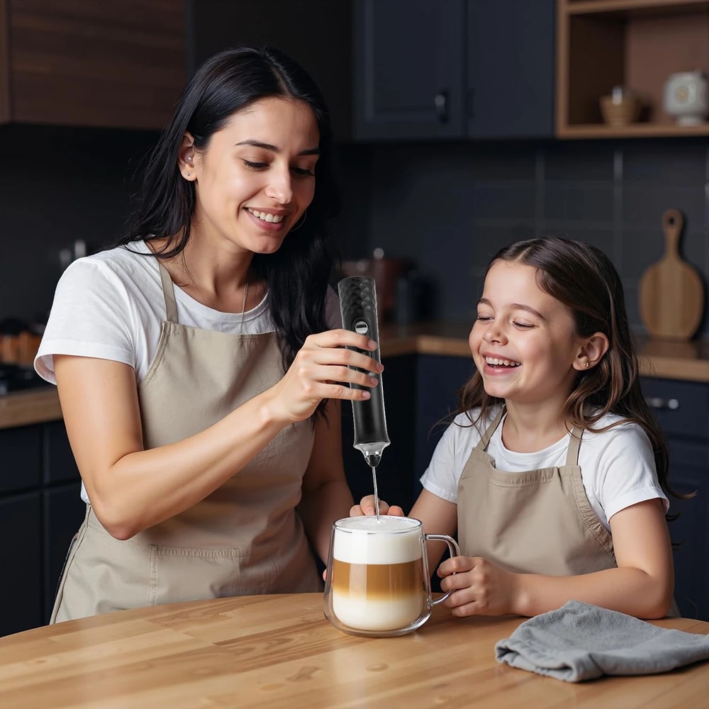 Rechargeable Handheld Milk Frother Wand 3Speed Coffee Frother For Latte Foam And Drink Mixing 3