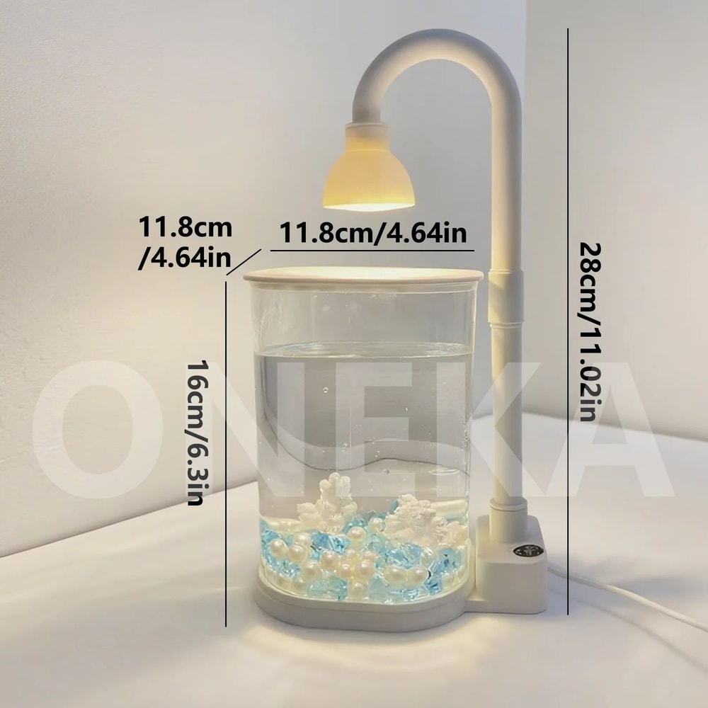 Desktop Aquarium Starter Kit With LED Light Small Betta Fish Tank For Kids Home Office 5