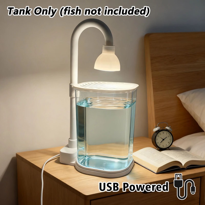 Desktop Aquarium Starter Kit With LED Light Small Betta Fish Tank For Kids Home Office 6