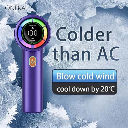 BreezePulse Handheld Fan, 6-Speed Portable Rechargeable Fan with Digital Display & 3000mAh Battery