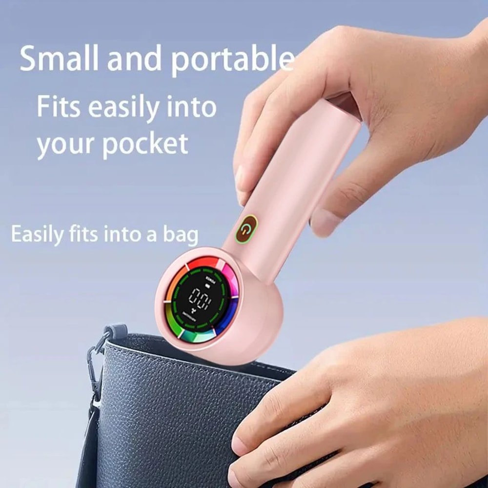 BreezePulse Handheld Fan 6Speed Portable Rechargeable Fan With Digital Display 3000mAh Battery 5