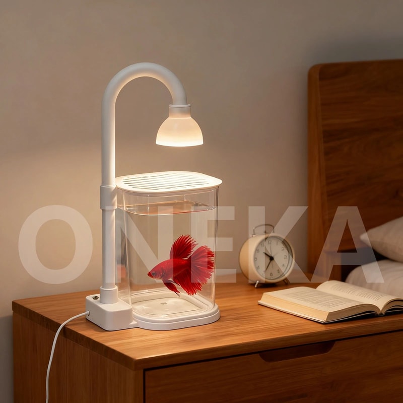 Mini Desktop Aquarium Starter Kit With LED Light Compact Betta Fish Tank Small Tabletop Aquarium 4