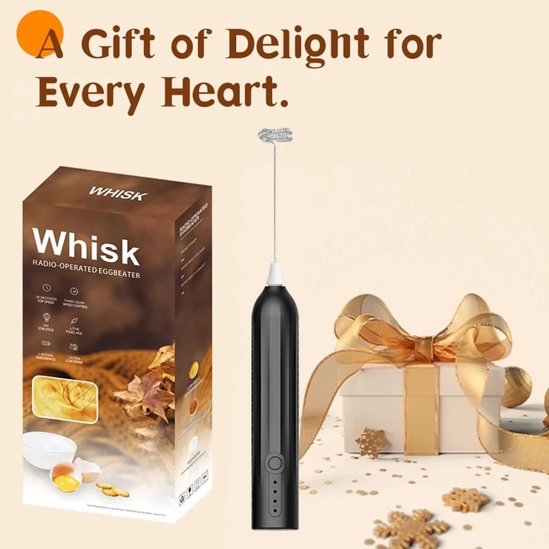 USBC Rechargeable Handheld Milk Frother Wand 3Speed Portable Coffee Foam Whisk With Dual Heads 4