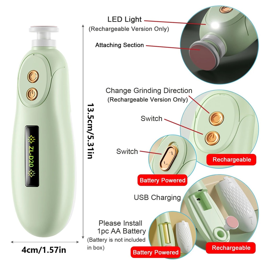Gentle Baby Nail Trimmer With LED Light Quiet Electric Baby Nail File Safe Baby Manicure Set For 2