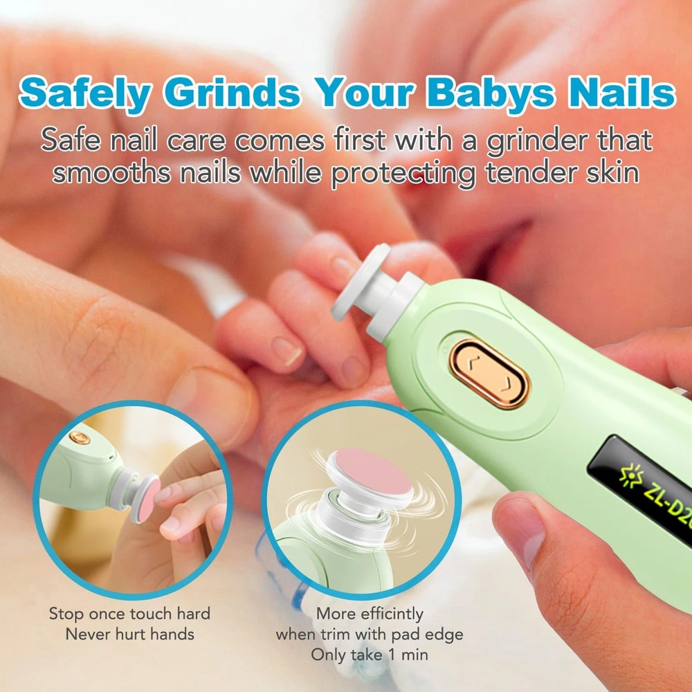 Gentle Baby Nail Trimmer With LED Light Quiet Electric Baby Nail File Safe Baby Manicure Set For 3