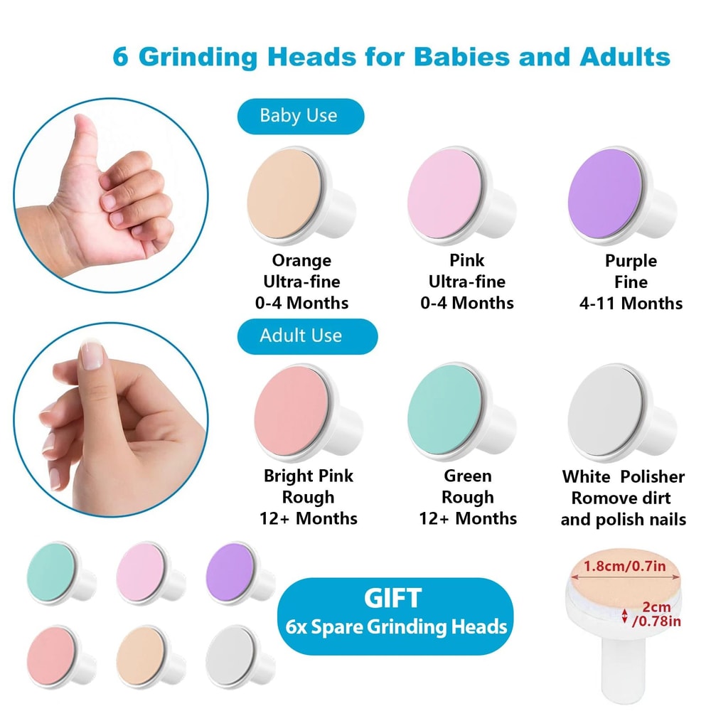 Gentle Baby Nail Trimmer With LED Light Quiet Electric Baby Nail File Safe Baby Manicure Set For 4