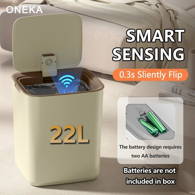 ONEKA 22L Touchless Smart Trash Can Automatic Motion Sensor Kitchen Office Trash Bin 0
