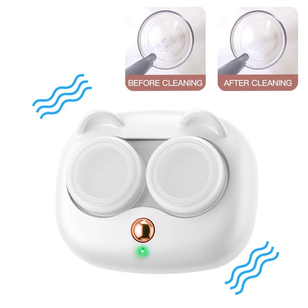 Portable CatShape Vibrating Contact Lens Cleaner Case Battery Powered Colored Lens Washer 0