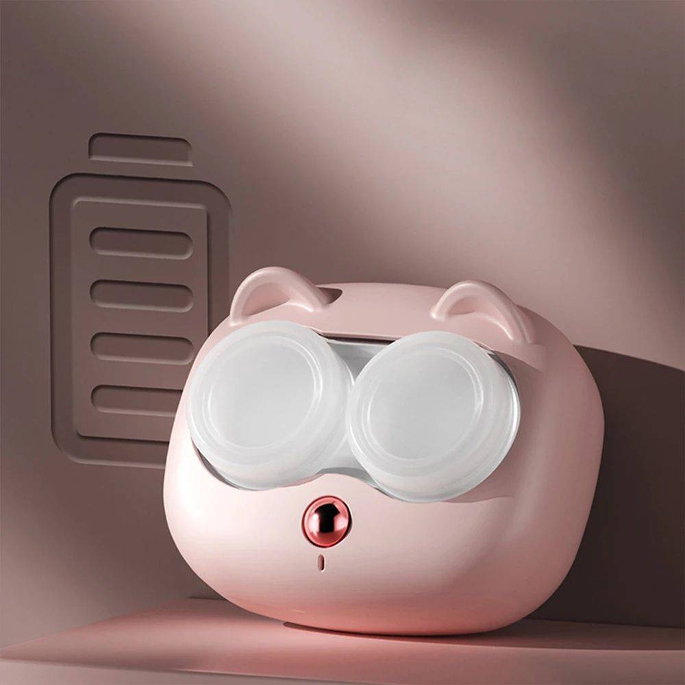 Portable CatShape Vibrating Contact Lens Cleaner Case Battery Powered Colored Lens Washer 2