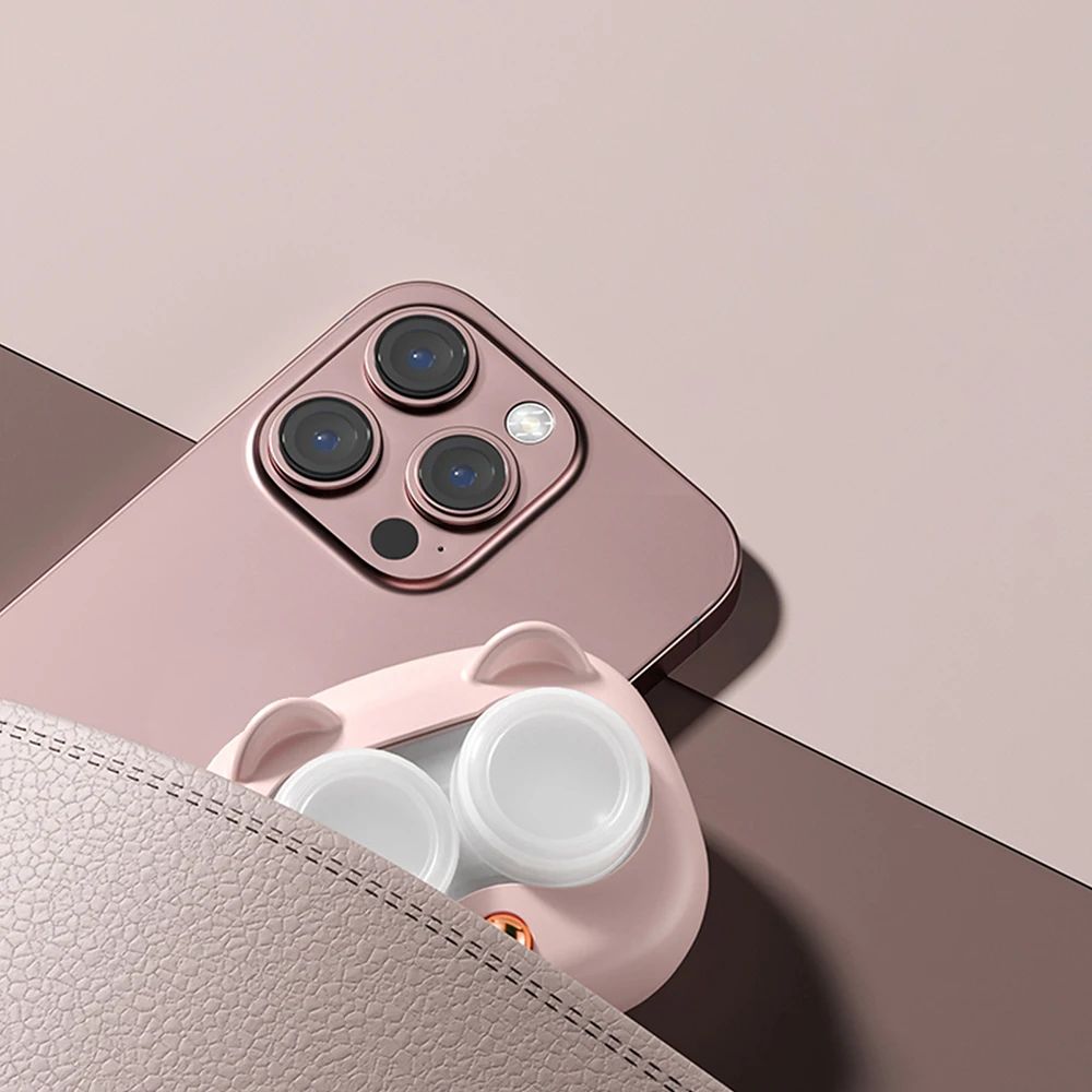 Portable CatShape Vibrating Contact Lens Cleaner Case Battery Powered Colored Lens Washer 3