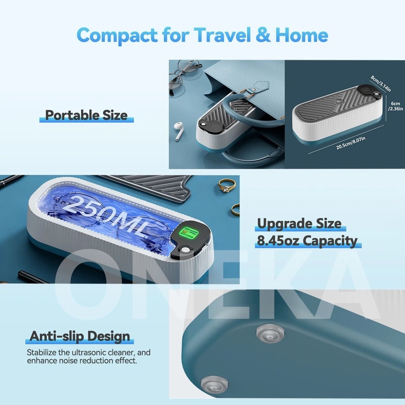 360 Deep Clean Ultrasonic Jewelry Cleaner Portable USB Eyeglasses Cleaner Machine For Rings Watche 3