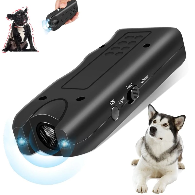 Portable Ultrasonic Dog Repeller With LED Light Anti Barking Device Handheld Dog Repellent For Tr 0