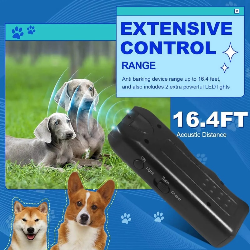 Portable Ultrasonic Dog Repeller With LED Light Anti Barking Device Handheld Dog Repellent For Tr 2